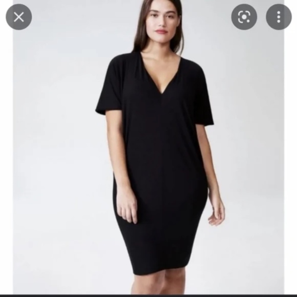 Universal Standard Teresa Liquid Jersey V-Neck Knit Black Dress - M (18-20 / 2X)